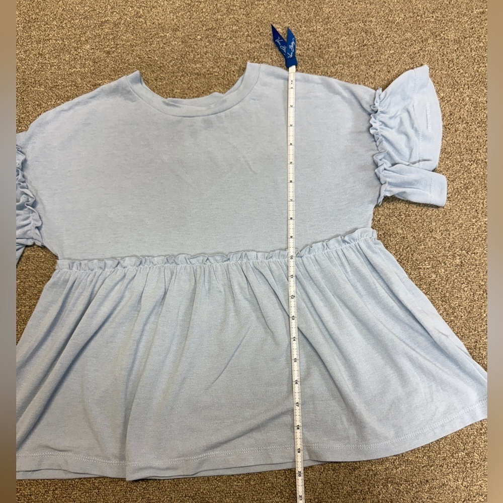 Hayden Girls: Girls Light Blue Ruffle Short Sleeve Top, Size M - Picture 5 of 7